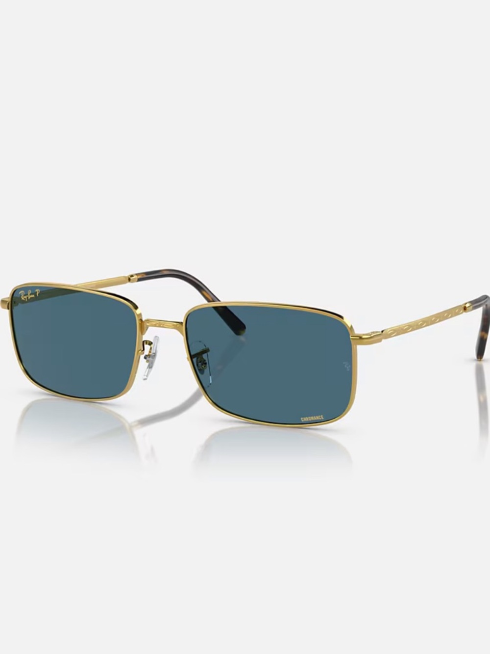Ray-Ban Gold Metal Sunglasses with Blue Lenses $272MSRP